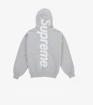 Supreme Satin Applique Hooded Sweatshirt (SS26) Heather Grey