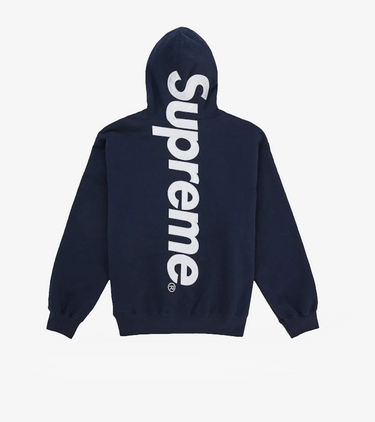 Supreme Satin Applique Hooded Sweatshirt (SS26) Washed Navy