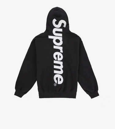 Supreme Satin Appliqué Hooded Sweatshirt (FW25) Black