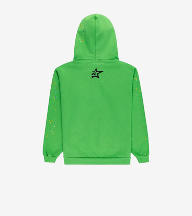 Sp5der Punk V2 Rhinestone Hoodie Bright Green
