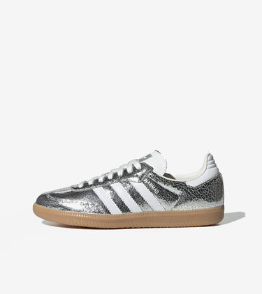 adidas Samba OG Silver Metallic Cracked Leather (Women's)